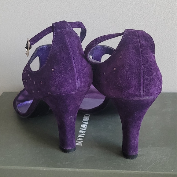 Authentic Purple Suede Rhinestone Emporio Armani High Heels, Size 6.5 - Picture 3 of 7